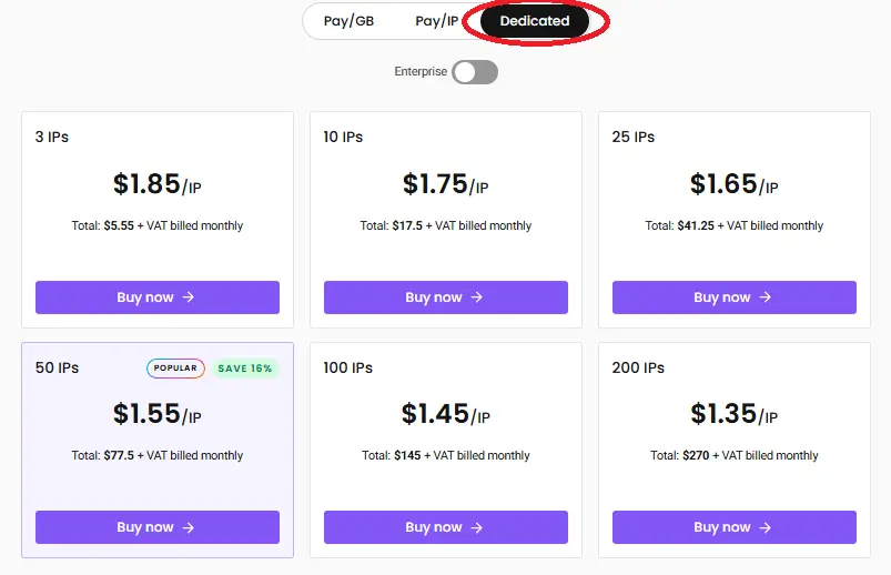 Smartproxy datacenter dedicated plans, Decodo datacenter dedicated plans.PNG