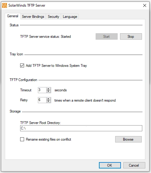 SolarWinds General Tab