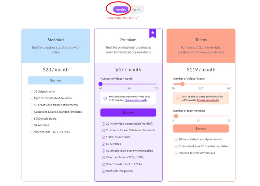 Pricing Monthly