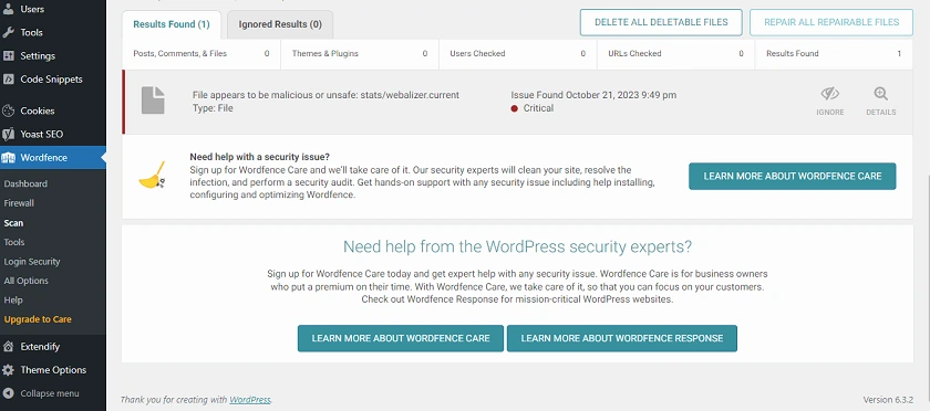 Wordfence Security Plugin Scanner