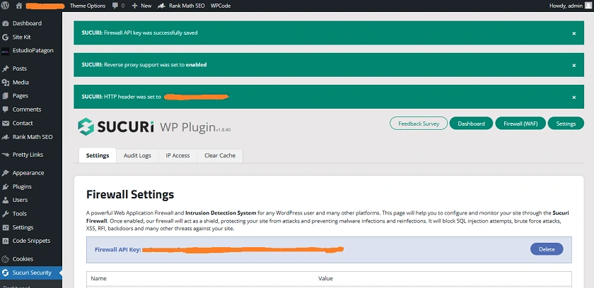 Sucuri WordPress Plugin API Key